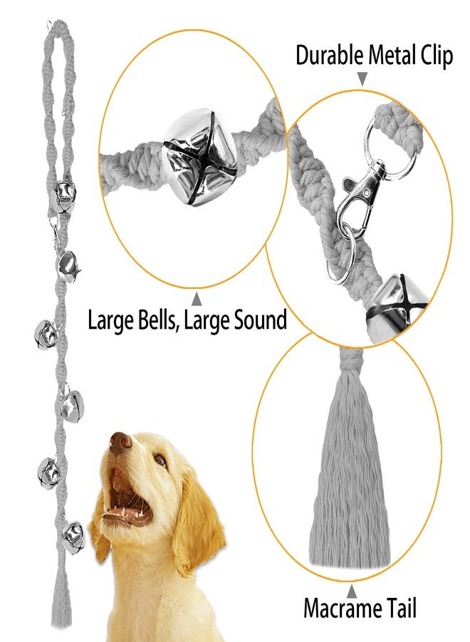 GINIDEAR Dog Bells to Go Outside & Puppy Potty Training, Adjustable Dog Door Bell Ring to Go Potty, Handmade with Premium Yarn. Twisted Style, LightGrey - Image 2